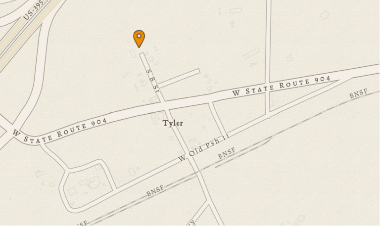 Map showing location of Tyler schoolhouse