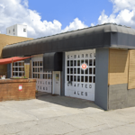 Garage building housing brewery and tasting room