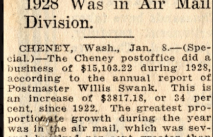 Newspaper clipping about growth in revenue.